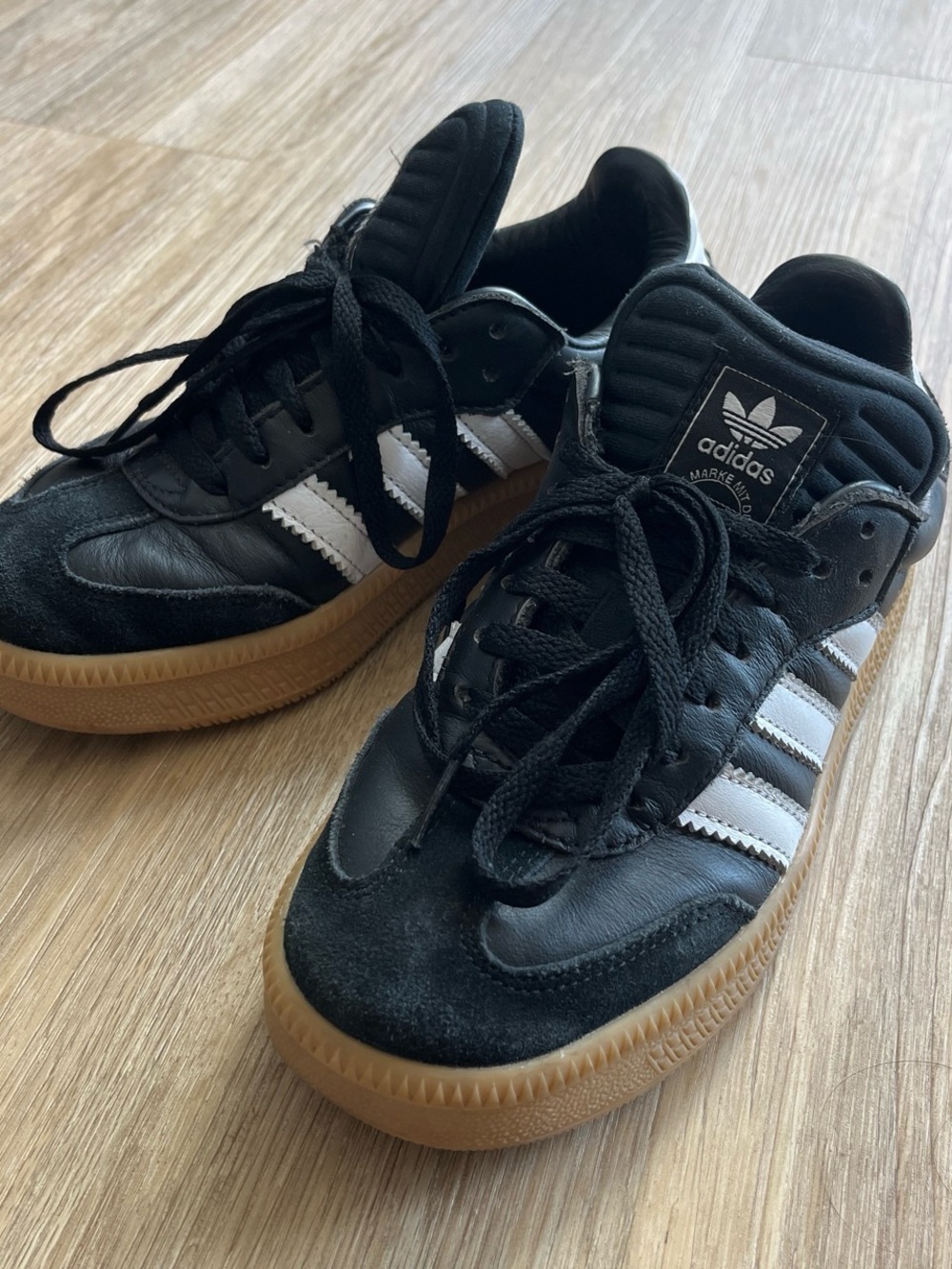 adidas Kids Black & White Sneakers with Gum Sole